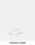 Asos Design Sterling Silver Band Ring With Roman Numerals In Silver