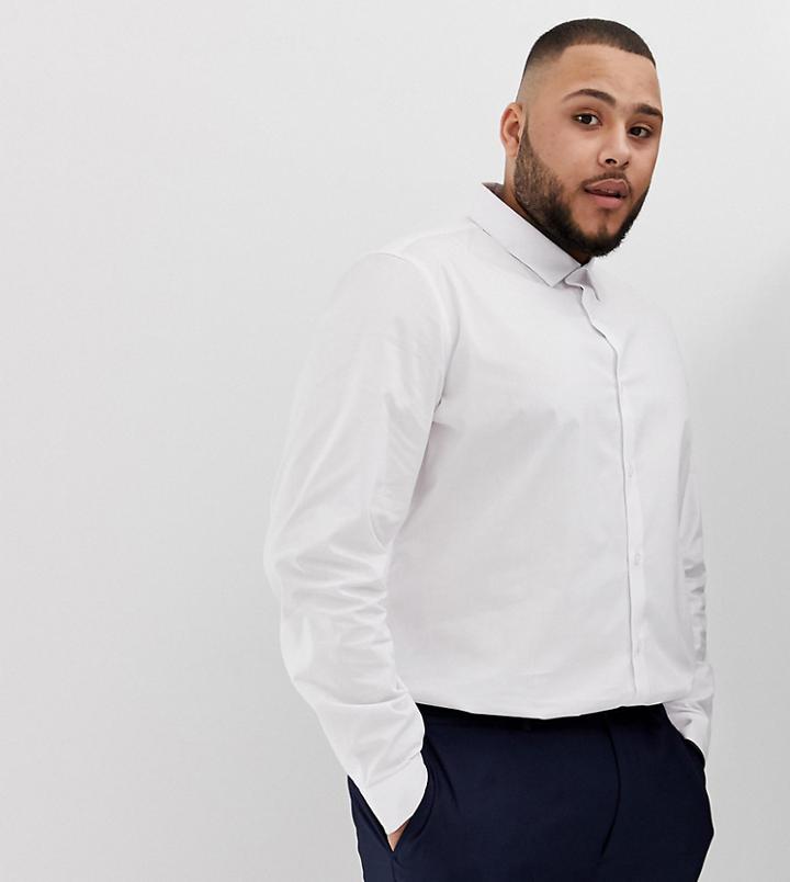 Asos Design Plus Regular Fit Shirt In White