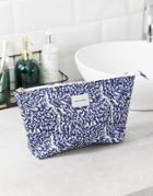 Asos Design Toiletry Bag In Blue Print With Contrast Stitch Detail-multi