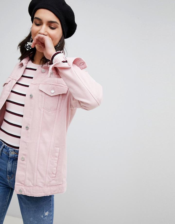 Stradivarius Oversized Denim Jacket - Pink