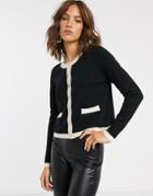 Vero Moda Knitted Cardigan With Contrast Monochrome Trim-multi