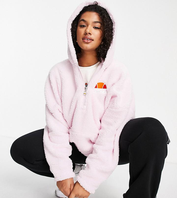 Ellesse Plus Sherpa Hoodie In Pink