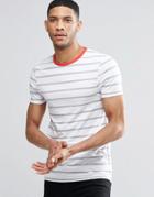 Asos Muscle T-shirt With White And Grey Stripes And Red Contrast Ringer