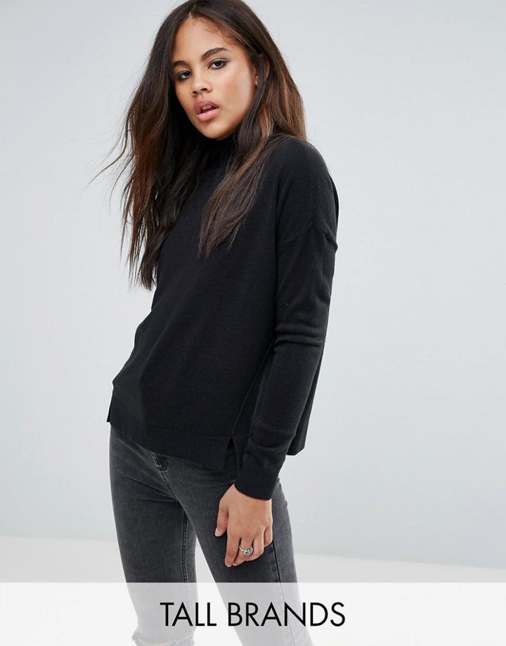 Noisy May Tall High Neck Sweater - Black
