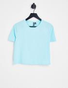 Pieces Cropped T-shirt In Turquoise-blue