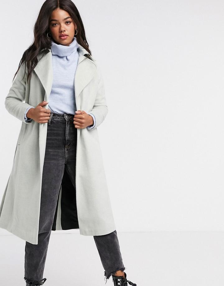 Liquorish Wrap Coat In Duck Egg Blue