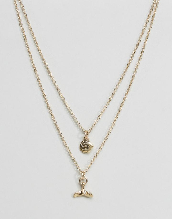 Asos Pack Of 2 Under The Sea Necklaces - Gold