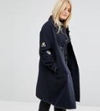 Asos Curve Coat With Military Badges - Navy