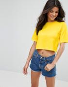 Asos Crop T-shirt In Oversized Boxy Fit - Yellow