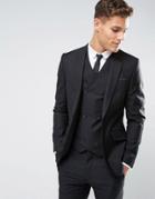 Asos Slim Suit Jacket In Black 100% Wool - Black