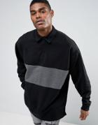 Asos Oversized Sweatshirt With Collar & Cut & Sew - Black