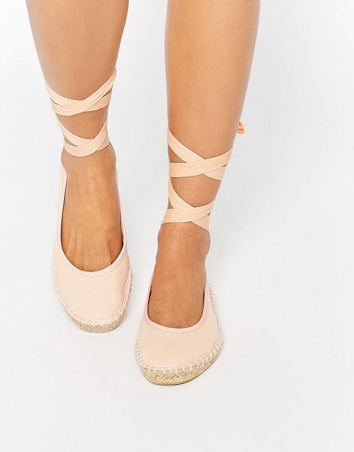Asos Jemima Ballet Tie Leg Espadrilles - Nude