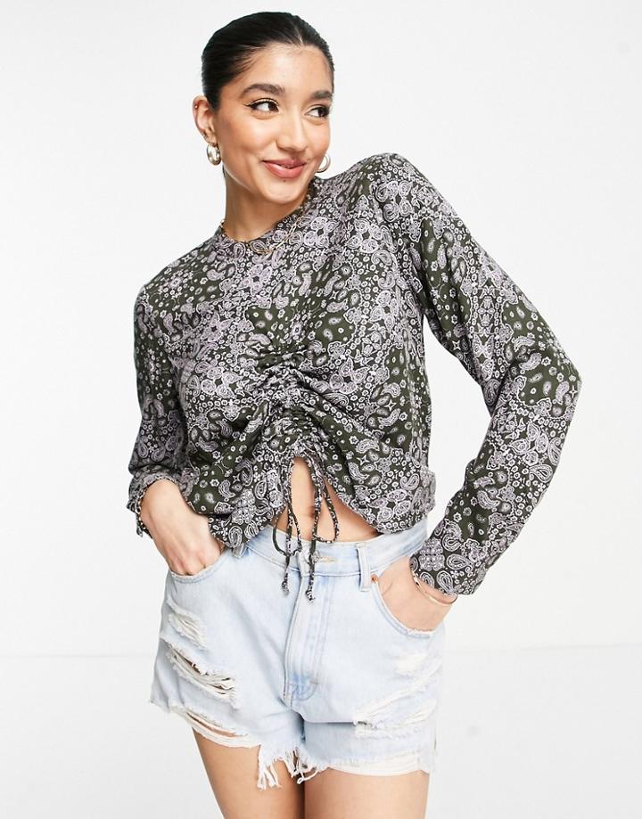 Only Erin Ruched Top In Floral Print-purple