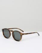 Le Specs Round Polarized Sunglasses In Tortoiseshell - Brown