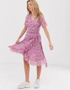 Resume Lacey Floral Wrap Mini Dress - Purple