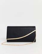 Asos Design Curved Bar Clutch Bag With Detachable Chain Strap-black