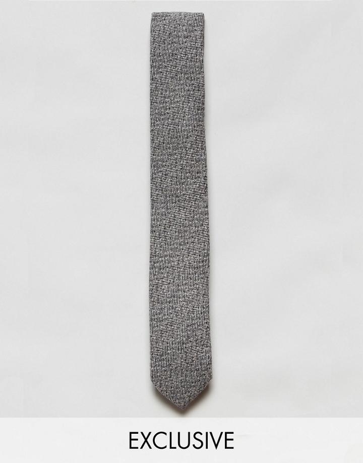 Heart & Dagger Tie In Herringbone - Gray