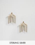 Asos Gold Plated Sterling Sliver Bar Chain Drop Earrings - Gold