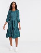 Vila Textured Oversized Smock Dress In Green