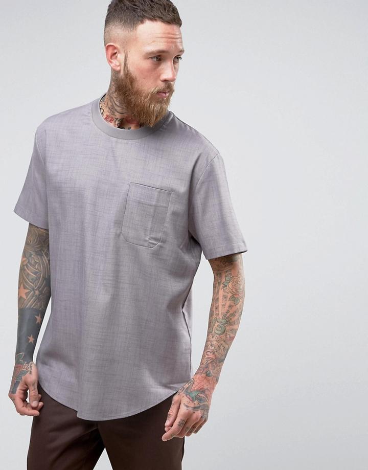 Asos Relaxed Fit Woven T-shirt With Pocket In Gray - Gray