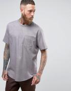 Asos Relaxed Fit Woven T-shirt With Pocket In Gray - Gray