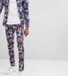 Asos Design Tall Super Skinny Pants In Bright Floral Print - Navy