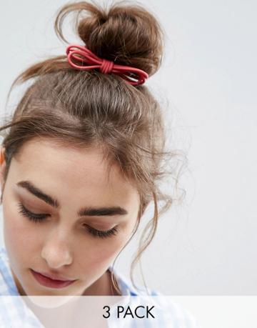 Asos Pack Of 3 Elastic Hair Bows - Pink