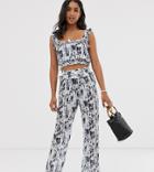 Unique21 Shirred Tie Dye Ruffle Sun Pants - White