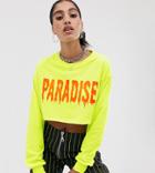 The Ragged Priest Cropped T-shirt With Slogan - Yellow