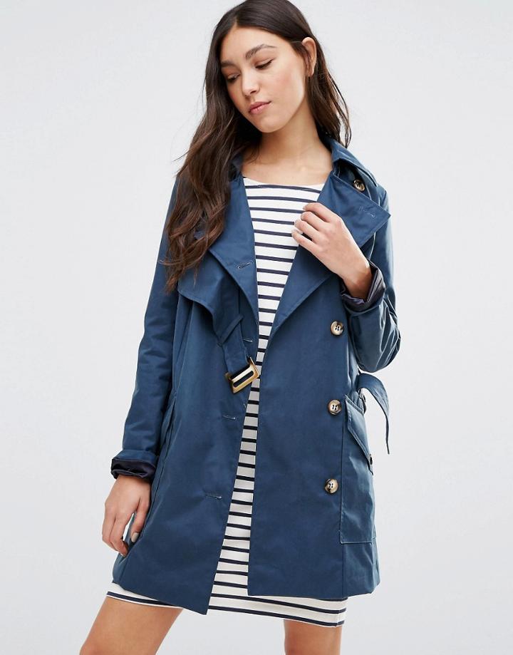 Cooper & Stollbrand Asymmetric Trench Coat In Navy - Navy