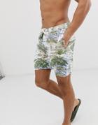 Abercrombie & Fitch 7 Inch Hawaiian Print Board Shorts In Multi - Multi