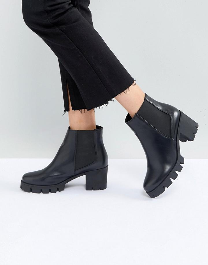 Raid Phoenix Black Chunky Heeled Ankle Boots - Black