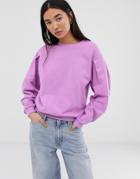 Asos Design Oversized Sweatshirt In Washed Neon Lilac - Purple