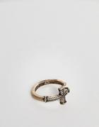 Icon Brand Wrap Cross Ring In Burnished Gold - Gold