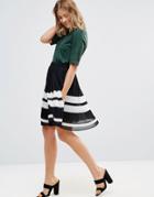 Pieces Tammi Pleated Stripe Skirt - Multi
