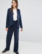 Selected Wide Leg Pant With High Waist - Navy