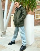 Asos Unrvlld Spply Parka Jacket With Detachable Sherpa Liner In Khaki-green