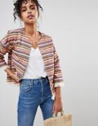 Pepe Jeans Clemence Stripe Poncho Jacket - Red