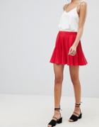 Asos Design Pleated Mini Skirt - Red