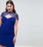 Lipsy Sweetheart Pencil Dress With Lace Detail - Blue