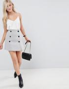 Asos Double Breasted Mini Skirt - Gray