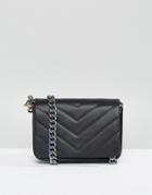 Asos Quilted Cross Body Bag With Iridescent Chain - Black