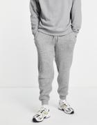 Asos Design Soft Knit Rib Sweatpants In Gray - Part Of A Set
