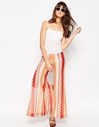 Asos Jumpsuit With Wide Leg In Chevron Pattern - Multi
