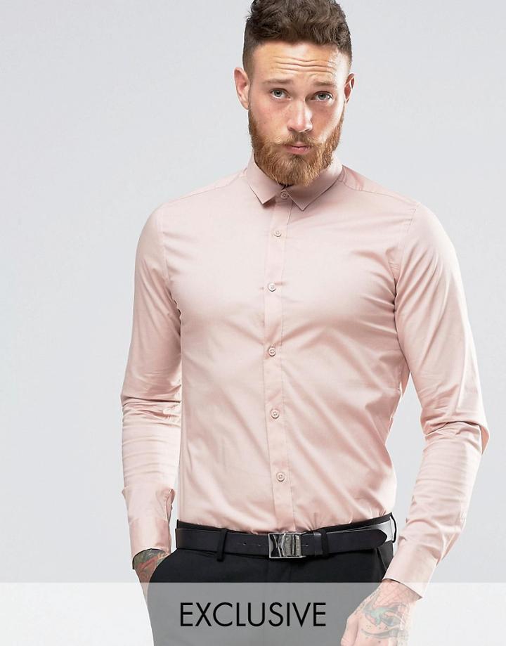 Only & Sons Skinny Shirt With Stretch - Pink