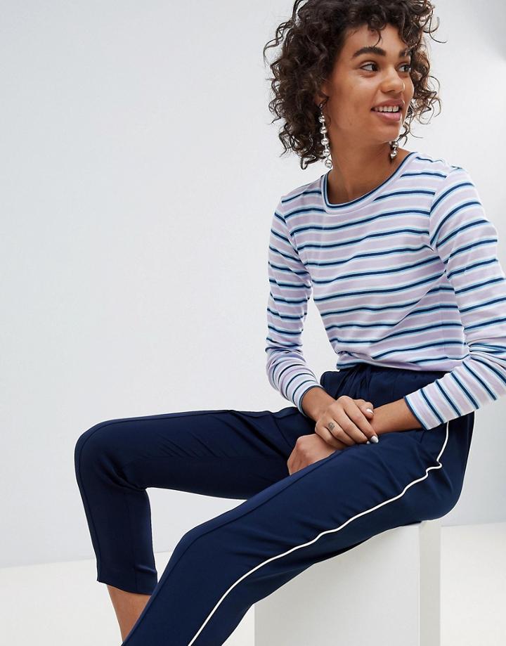 Stradivarius Side Stripe Tie Front Pants - Navy