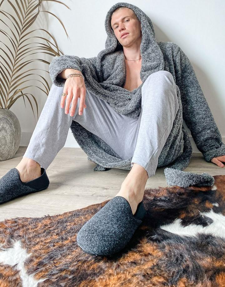 Asos Design Slippers In Black With Collapsible Back