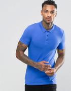 Asos Extreme Muscle Jersey Polo Shirt In Blue - Blue