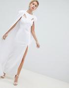 Asos Design Premium Cape Maxi Dress-white