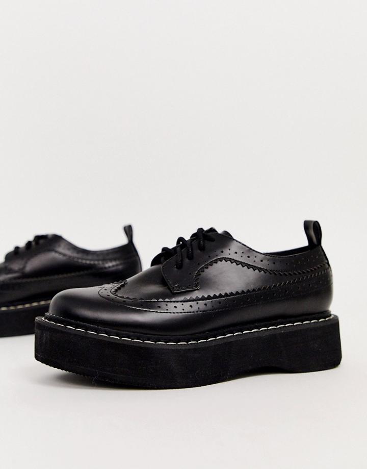 Asos Design Majority Chunky Brogue In Black
